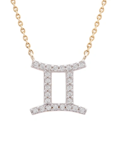 Shop Wrapped Diamond Zodiac Pendant Necklace (1/10 Ct. T.w.) In 14k Yellow Gold Or 14k White Gold In Gemini Yellow Gold