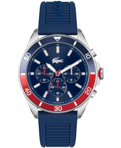 Shop Lacoste Men's Chronograph Tiebreaker Blue Silicone Strap Watch 44mm
