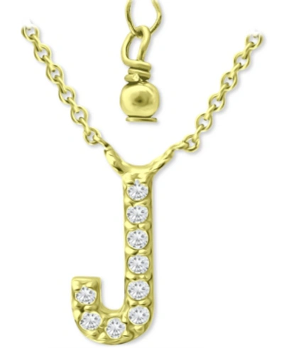 Giani Bernini Cubic Zirconia Initial Pendant Necklace, 16" + 2" Extender, Created For Macy's In Gold Over Silver J