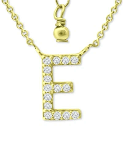 Giani Bernini Cubic Zirconia Initial Pendant Necklace, 16" + 2" Extender, Created For Macy's In Gold Over Silver E