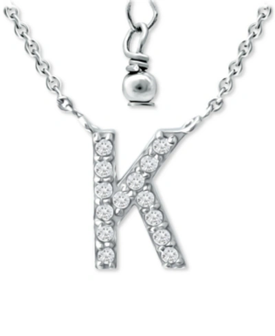 Giani Bernini Cubic Zirconia Initial Pendant Necklace, 16" + 2" Extender, Created For Macy's In Sterling Silver K