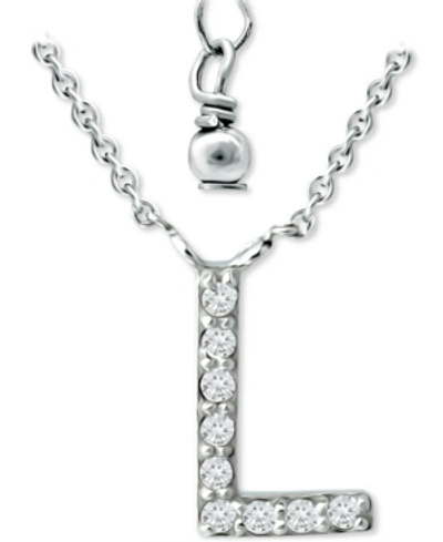 Giani Bernini Cubic Zirconia Initial Pendant Necklace, 16" + 2" Extender, Created For Macy's In Sterling Silver L