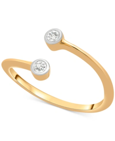 Shop Wrapped Diamond Bezel Bypass Ring (1/10 Ct. T.w.) In 14k Gold, Created For Macy's In Yellow Gold