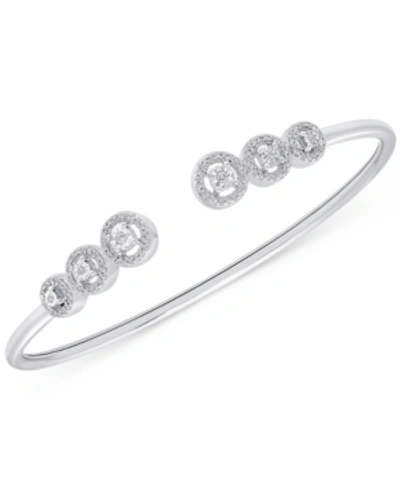Wrapped Diamond Multi-halo Cuff Bangle Bracelet (1/4 Ct. T.w.) In Sterling Silver, Created For Macy's In Sterling Silver