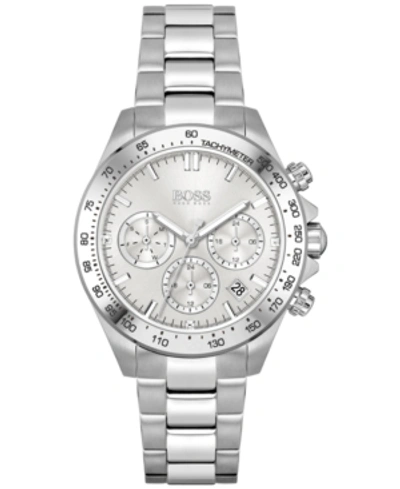 Shop Hugo Boss Women's Chronograph Novia Stainless Steel Bracelet Watch 38mm In Silver