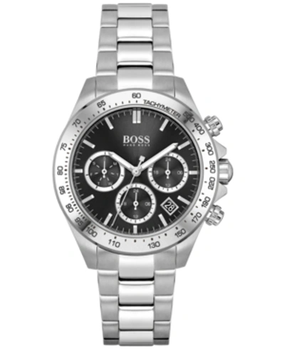 Shop Hugo Boss Women's Chronograph Novia Stainless Steel Bracelet Watch 38mm In Silver