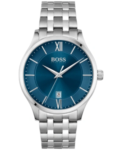 Shop Hugo Boss Boss Men's Elite Stainless Steel Bracelet Watch 41mm In Silver