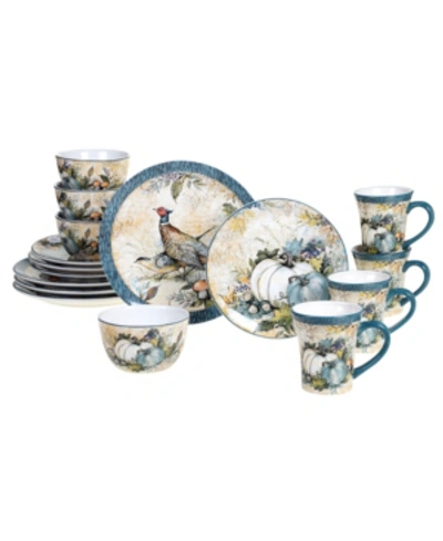 Certified International Harvest Gatherings 16pc Dinnerware Set In Turquoise Aqua