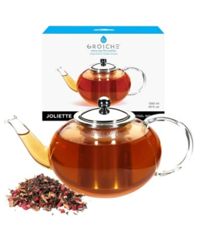 Shop Grosche Joliette Hand Blown Glass Teapot With Stainless Steel Infuser, 42 Fl oz Capacity In Clear