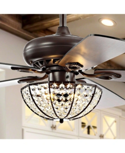 Jonathan Y Joanna 52" 3-light Bronze Crystal Led Ceiling Fan With Remote In Oil Rubbed Bronze