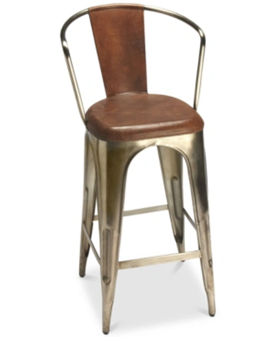 Shop Butler Specialty Roland Iron And Leather Barstool In Medium Brown