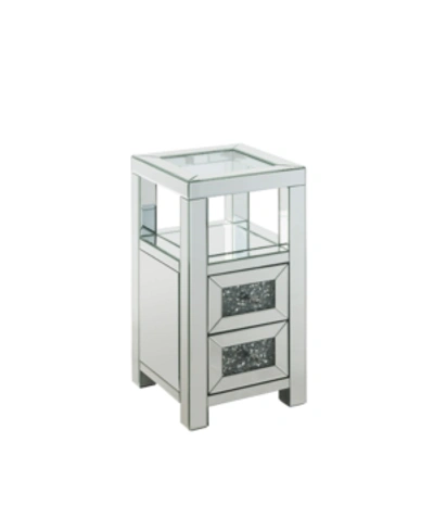 Shop Acme Furniture Noralie Accent Table In Clear Glass With Mirrored And Faux Diamonds