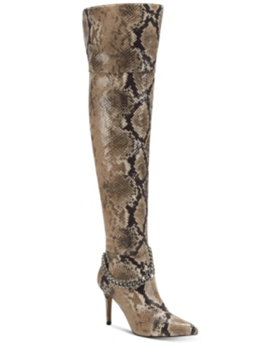 Shop Jessica Simpson Women's Ammira Over-the-knee Chain Boots Women's Shoes In Totally Taupe / Snake