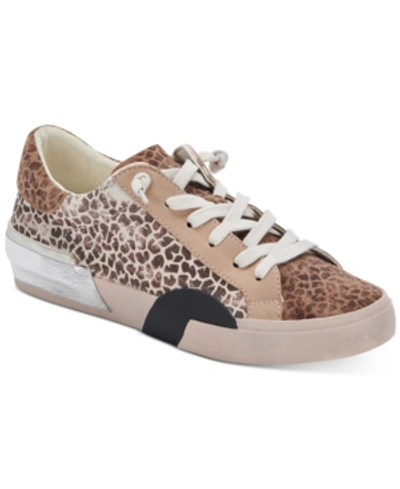 Shop Dolce Vita Zina Lace-up Sneakers Women's Shoes In Leopard Multi Dusted Suede