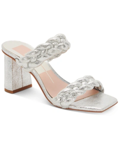 Shop Dolce Vita Paily Braided Two-band City Sandals Women's Shoes In Silver Metallic