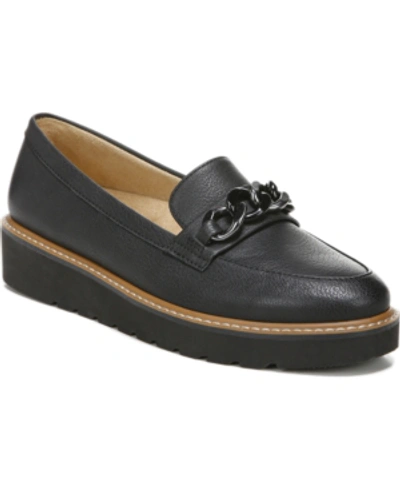 Shop Naturalizer Emmal Lug Sole Loafers In Jet Black Faux Leather