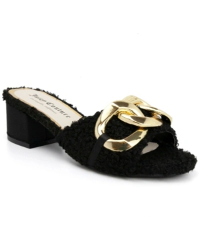 Shop Juicy Couture Women's Zumi Faux Fur Heeled Sandals Women's Shoes In Black Faux Fur-b