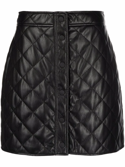 Shop Msgm Quilted Faux Leather Mini Skirt In Black