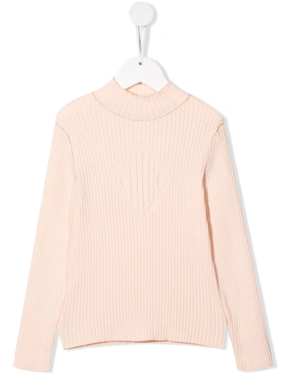 Shop Chloé Ribbed-knit Mock-collar Jumper In Pink