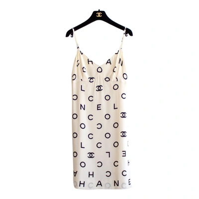 Chanel Vintage White Logo Silk Mini Dress