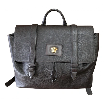 Pre-owned Versace Leather Satchel In Brown