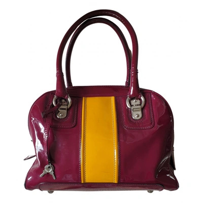 Pre-owned Dolce & Gabbana Patent Leather Bowling Bag In Burgundy