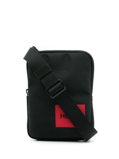 Shop Hugo Logo-patch Shoulder Bag In Black