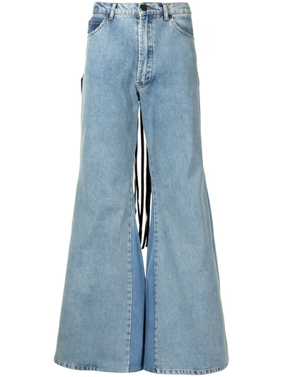 Shop Natasha Zinko Fringed Flared Jeans In Blau