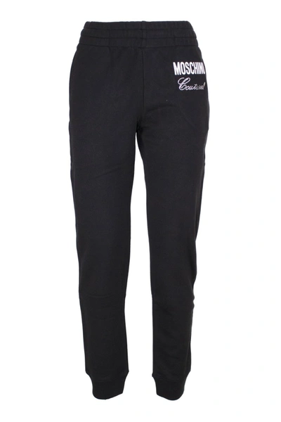 Shop Moschino Black Embellished-logo Track Pants