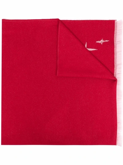 Shop Alexander Mcqueen Two-tone Jacquard-wool Scarf In Red