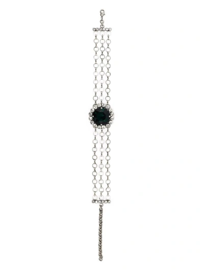 Shop Alessandra Rich Chain Choker With Round Crystal In Silver
