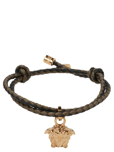Shop Versace Medusa Charm Bracelet In Black