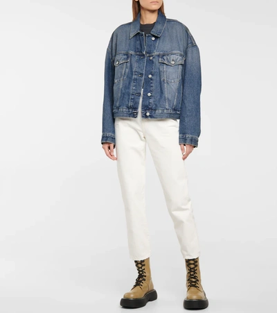 Acne Studios Blue Relaxed Cropped Fit Denim Jacket In Blue