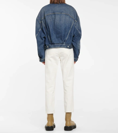 Acne Studios Blue Relaxed Cropped Fit Denim Jacket In Blue