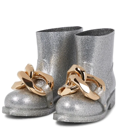 Shop Jw Anderson Chain Glitter Ankle Boots In Silver