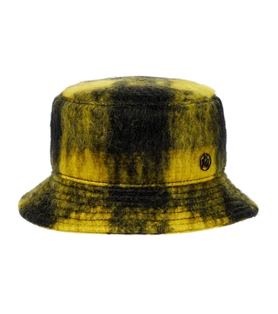 Shop Maison Michel Jason Checked Mohair-blend Bucket Hat In Multicoloured