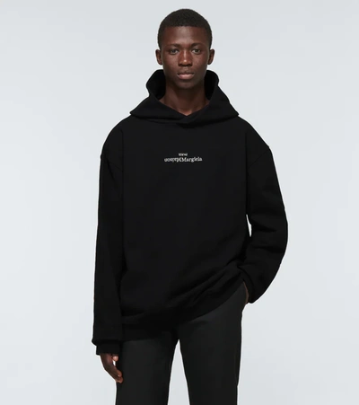 Shop Maison Margiela Upside Down Logo Hooded Sweatshirt In Black