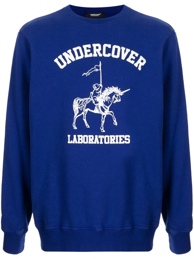 Undercover Cotton Fleece Graphic Sweatshirt In Blue