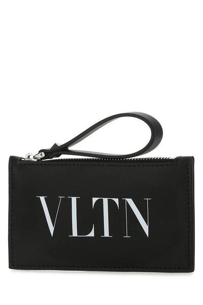 Shop Valentino Black Leather Vltn Card Holder  Black  Garavani Uomo Tu