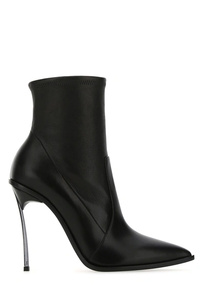 Shop Casadei Black Nappa Leather Ankle Boots  Black  Donna 40