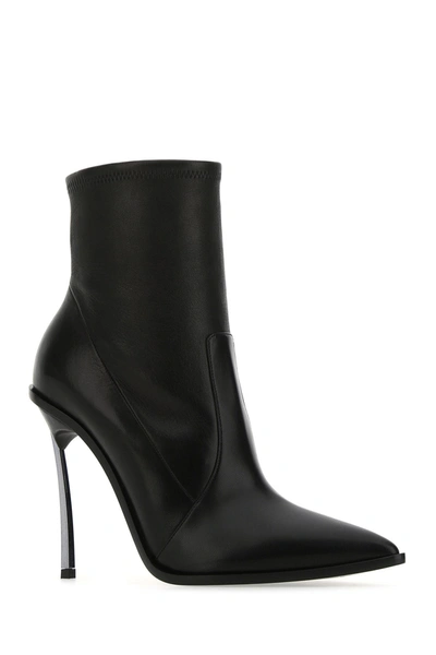 Shop Casadei Black Nappa Leather Ankle Boots  Black  Donna 40