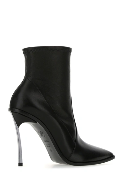 Shop Casadei Black Nappa Leather Ankle Boots  Black  Donna 40