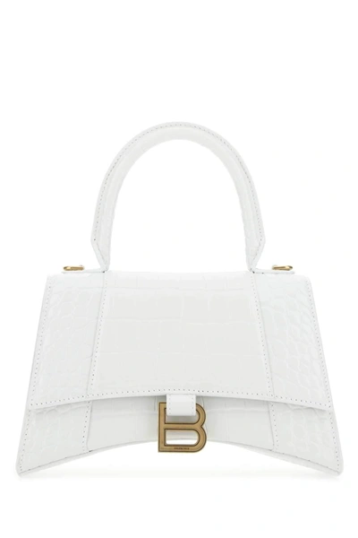 Shop Balenciaga Hourglass Small Top Handle Bag In White