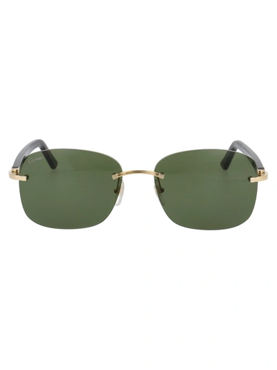 Shop Cartier Rectangular Rimless Sunglasses In Multi