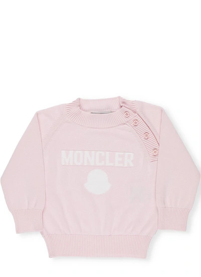 Shop Moncler Enfant Logo Intarsia Jumper In Pink