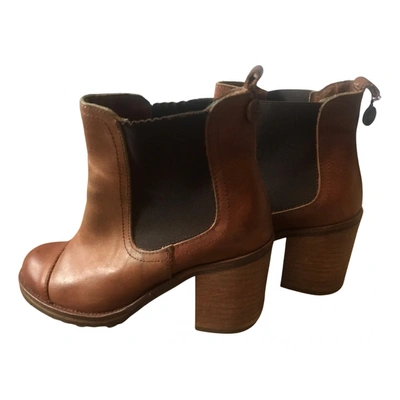 Pre-owned Musse & Cloud Leather Ankle Boots In Brown