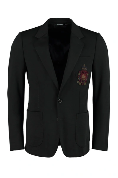 Shop Dolce & Gabbana Single-breasted Virgin Wool Jacket In Black