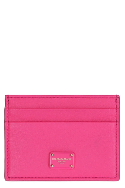 Shop Dolce & Gabbana Smooth Leather Card Holder In Fuchsia