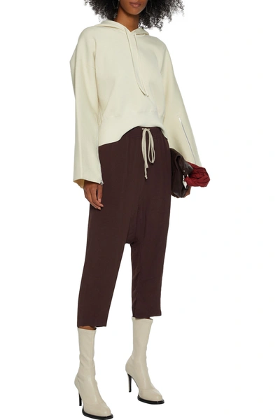Shop Rick Owens Astaires Cropped Crepe De Chine Track Pants In Merlot