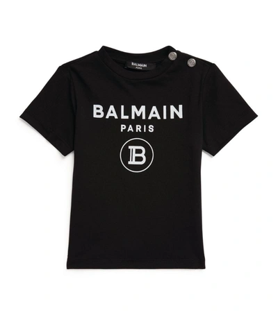 Shop Balmain Kids Cotton Logo T-shirt (6-24 Months) In Black